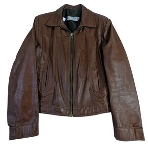 Vintage‎ Jean Pierre Brown Leather Jacket Made in Argentina 42 Mens 80s Shacket